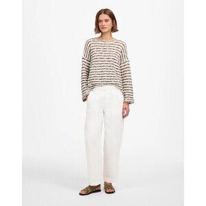 MADEWELL Pull-On Barrel Pants Tall S Salt White 100% Linen Ankle B87
